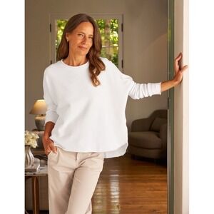 Frank & Eileen Anna Capelet White Triple Fleece Sweatshirt Top Size XS